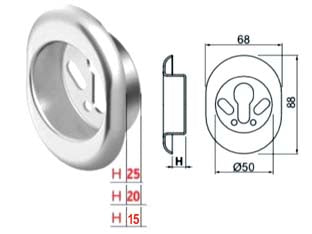 Bocchetta Antistrappo Kt52 Cromo Satinato Mm.68X88X20H Ø Mm.50 (Kt5239) Disec