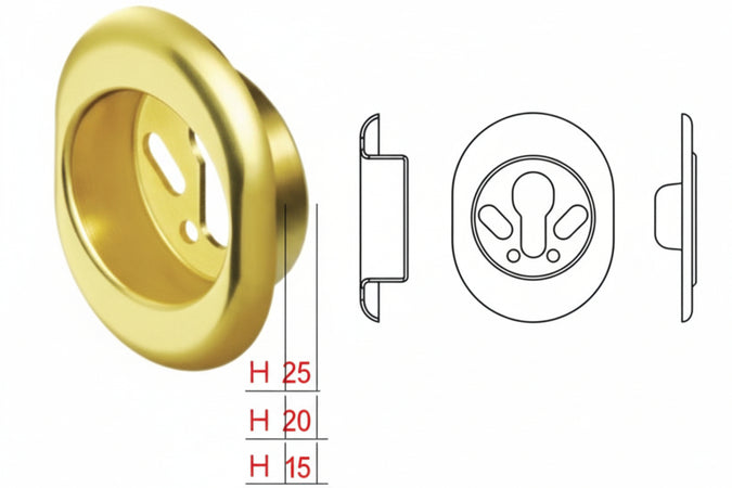 Bocchetta Antistrappo Kt52 Ottonato Lucido Mm.68X88X15H Ø Mm.50 (Kt5240) Disec