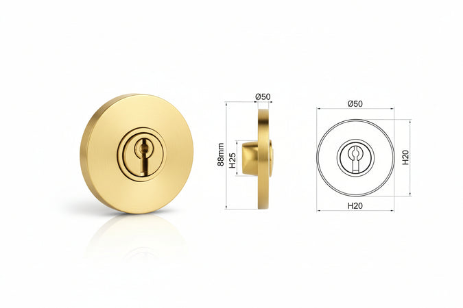 Bocchetta Antistrappo Kt52 Ottonato Lucido Mm.68X88X20H Ø Mm.50 (Kt5239) Disec