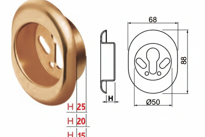 Bocchetta Antistrappo Kt52 Bronzato Mm.68X88X15H Ø Mm.50 (Kt5240) Disec