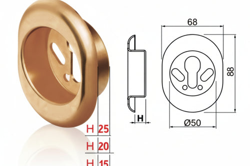 Bocchetta Antistrappo Kt52 Bronzato Mm.68X88X20H Ø Mm.50 (Kt5240) Disec