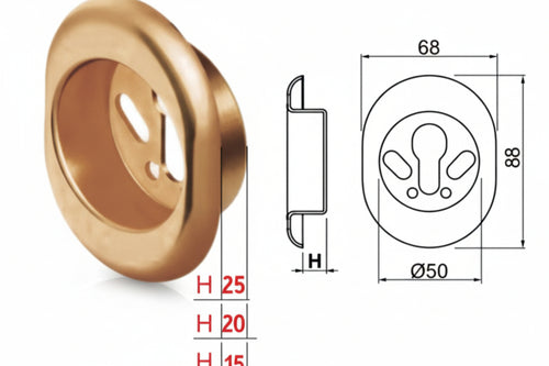 Bocchetta Antistrappo Kt52 Bronzato Mm.68X88X25H Ø Mm.50 (Kt5240) Disec