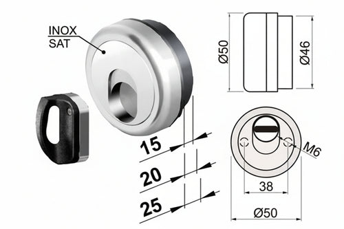 Defender Magnetico Mag Monolito Antiacido Mr500 Cromo Satinato Ø Mm.50X15H. Compatibile Con Serrature Cipierre Disec