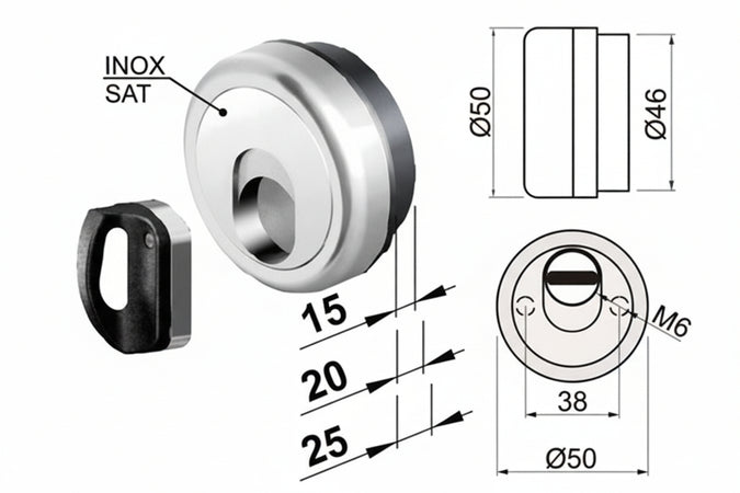 Defender Magnetico Mag Monolito Antiacido Mr500 Cromo Satinato Ø Mm.50X15H. Compatibile Con Serrature Cipierre Disec