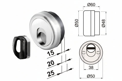 Defender Magnetico Mag Monolito Antiacido Mr500 Cromo Satinato Ø Mm.50X20H. Compatibile Con Serrature Cipierre Disec