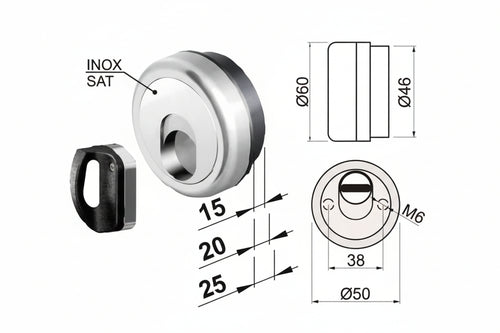 Defender Magnetico Mag Monolito Antiacido Mr500 Cromo Satinato Ø Mm.50X25H. Compatibile Con Serrature Cipierre Disec
