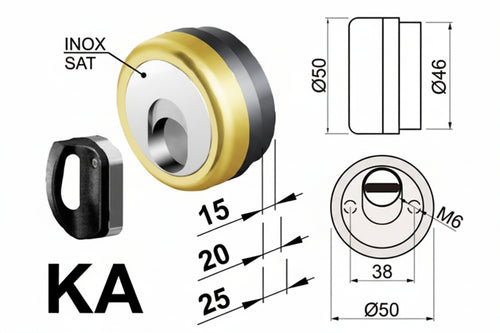 Defender Magnetico Mag Monolito Antiacido Ka Pz.2 Mr500 Otton. Lucido- - Ø Mm.50X15H. Compatibile Con Serrature Cipierre - 1 Confezione Disec