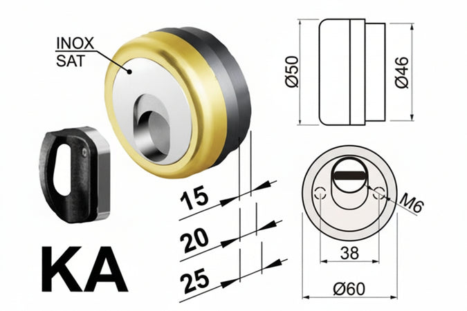 Defender Magnetico Mag Monolito Antiacido Ka Pz.2 Mr500 Otton. Lucido- - Ø Mm.50X25H. Compatibile Con Serrature Cipierre - 1 Confezione Disec
