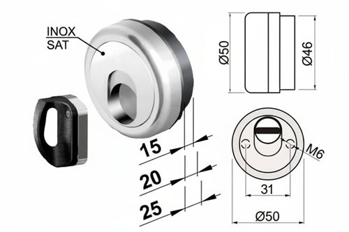 Defender Magnetico Mag Monolito Antiacido Mr503 Cromo Satinato Ø Mm.50X20H. Compatibile C/Serrature Dierre Atra Disec