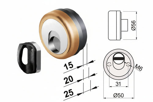 Defender Magnetico Mag Monolito Antiacido Mr503 Bronzato Ø Mm.50X15H. Compatibile Serrature Dierre, Atra