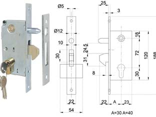 Serrature Infilare Per Cancello A Gancio Con Perno Entrata Mm.30 Art.447/S Ibfm