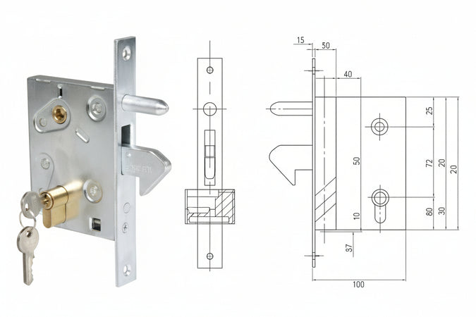 Serratura Infilare Per Cancello A Gancio Sporgente E Perno 447 Mm.60 (447) Ibfm