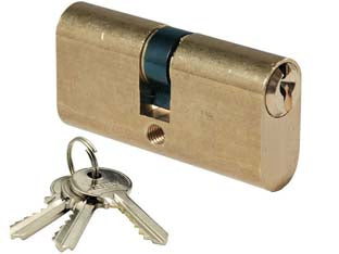 Cilindro Infilare Ovale Ottone Lucido 2302- - Mm.54 Centrato (27+27) - 3 Pezzi Ibfm