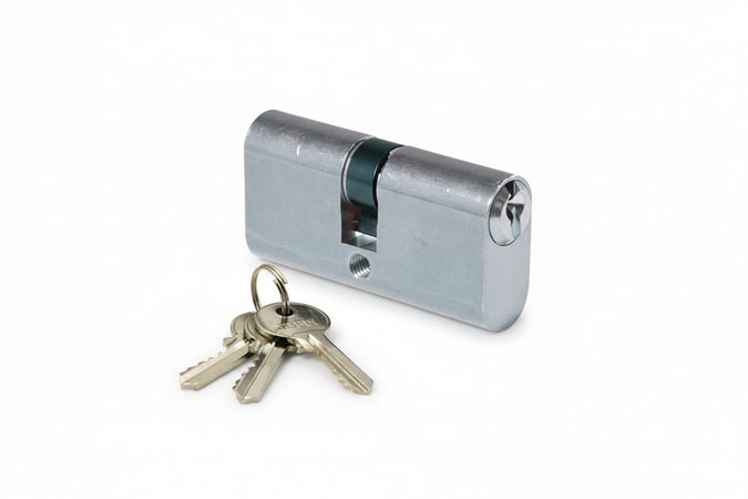 Cilindro Infilare Ovale Ottone Cromo Satinato 2302- - Mm.54 Centrato (27+27) - 2 Pezzi Ibfm