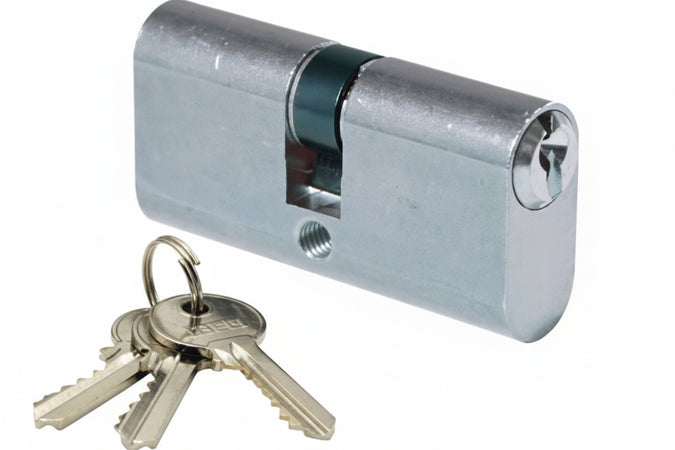 Cilindro Infilare Ovale Ottone Cromo Satinato 2302- - Mm.54 Centrato (27+27) Ka - 2 Pezzi Ibfm