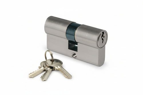 Cilindro Infilare Sagomato Ottone Cromo Satinato 2300- - Mm.54 Centrato (27+27) - 2 Pezzi Ibfm
