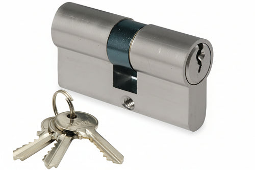 Cilindro Infilare Sagomato Ottone Cromo Satinato 2300- - Mm.80 Decentrato (30+50) - 2 Pezzi Ibfm