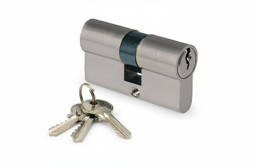 Cilindro Infilare Sagomato Ottone Cromo Satinato 2300- - Mm.90 Decentrato (40+50) - 2 Pezzi Ibfm