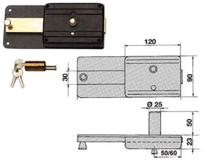 Ferroglietto Con Catenaccio 6 Mandate Con Cilindro Fisso 220Cf Mm.50 (220/Cf) Icsa