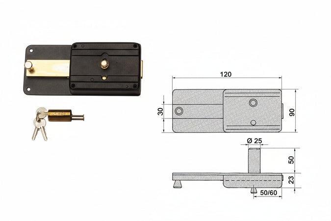 Ferroglietto Con Catenaccio 6 Mandate Con Cilindro Fisso 220Cf Mm.60 (220/Cf) Icsa