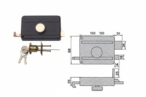 Serrature Da Portoncino Con Pomolo Interno Catenaccio E Scrocco 270Cs Mm.50 (270/Cs) Icsa