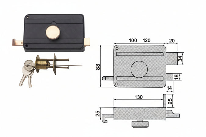 Serrature Da Portoncino Con Pomolo Interno Catenaccio E Scrocco 270Cs Mm.60 (270/Cs) Icsa