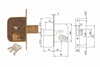 Serratura Da Infilare Per Cancelli Caten. Prol. E Scr. Con Nottol. 604- - Mm.45 (604451) - 2 Pezzi Iseo