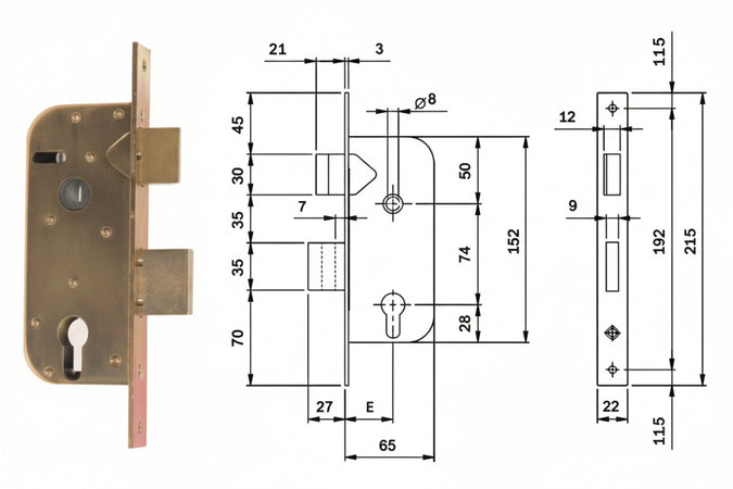 Serrature Infilare Per Cancelli Cat.+Scr. Sep. Profilo Europ. 630- - Mm.35 (630350) - 2 Pezzi Iseo