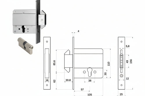 Serratura Infil. Cancelli Solo Cat. Ganci Rientranti Cil. Europ. 778 Mm.61 (0000007780000) Iseo