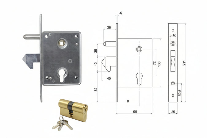 Serratura Per Cancelli Scorrevoli A Gancio Sporgente E Perno 7700400 Mm.60 (7700460) Iseo