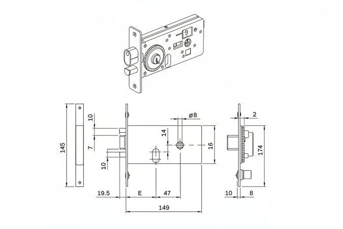Elettroserratura Da Infilare Per Fasce Mm.76 H 550 Mm.60, Frontale Mm.16 (5506010) Iseo