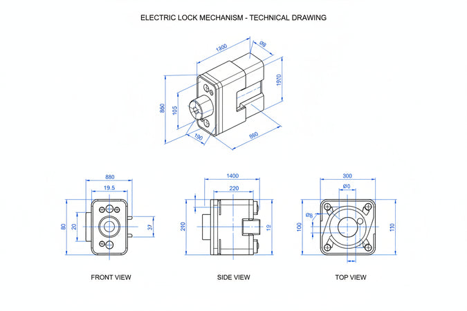 Elettroserratura Da Infilare Per Fasce Mm.76 H 550 Mm.60, Frontale Mm.20 (5506020) Iseo