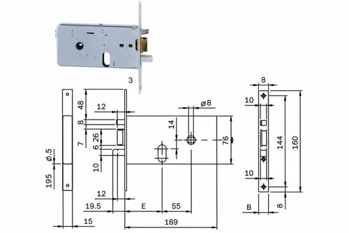 Elettroserratura Da Infilare Per Fasce Mm.76 H 550 Mm.70, Frontale Mm.16 (5507010) Iseo