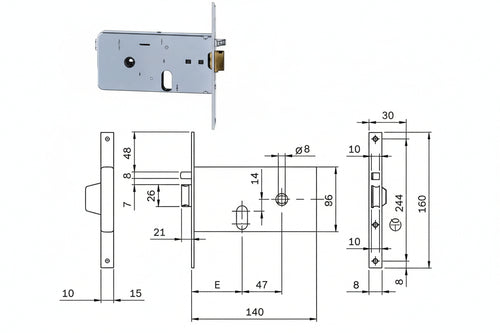 Elettroserratura Da Infilare Per Fasce Mm.76 H 551 Mm.60, Frontale Mm.16 (5516010) Iseo