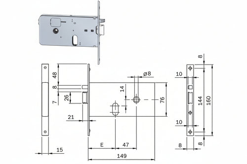 Elettroserratura Da Infilare Per Fasce Mm.76 H 551 Mm.60, Frontale Mm.20 (5516020) Iseo