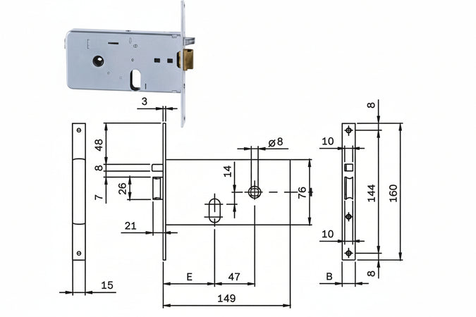 Elettroserratura Da Infilare Per Fasce Mm.76 H 551 Mm.70, Frontale Mm.20 (5517020) Iseo