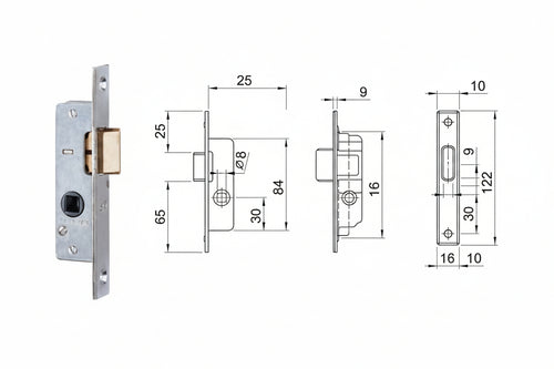 Serratura Da Infilare Per Montanti Solo Scrocco 762 Mm.15 Frontale Mm.20 (762002) Iseo