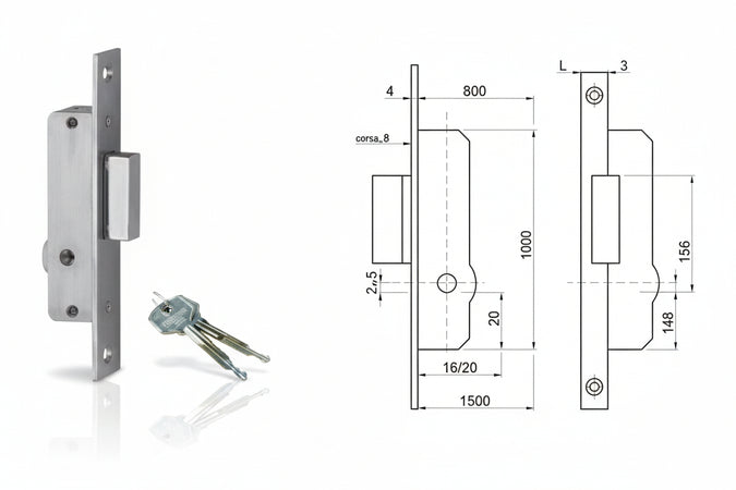 Serratura Da Infilare Per Montanti Solo Catenaccio 9031416 Mm.16 (9031416) Iseo