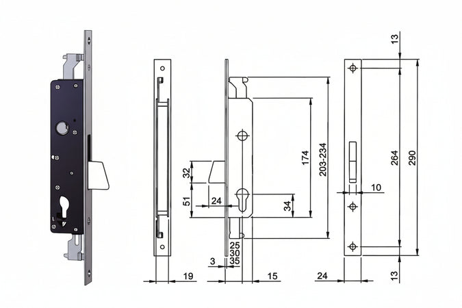 Serratura Triplice Infilare Per Montanti E Persiane Solo Caten. 783 Mm.25 (783253Ifz) Iseo