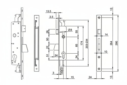 Serratura Triplice Infilare Per Montanti E Pers. C/Quadro E Scr. 783 Mm.25 (783251Ifz) Iseo