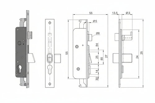 Serratura Triplice Infilare Per Montanti E Pers. C/Quadro E Scr. 783 Mm.35 (783351Ifz) Iseo