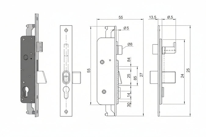 Serratura Triplice Infilare Per Montanti E Pers. C/Quadro E Scr. 783 Mm.35 (783351Ifz) Iseo