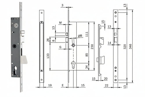 Elettroserratura Infilare Montanti Con Caten. Quadro E Scrocco 78180 Mm.25 (781802252) Iseo