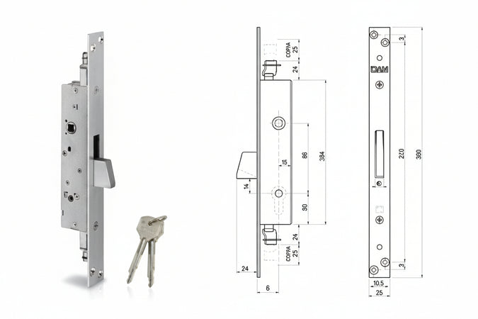 Serratura Tripl. Infil. Montanti E Persiane Con Quadro Maniglia 746 Mm.25 (7461425) Iseo
