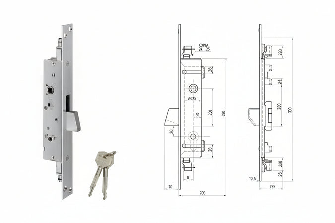 Serratura Tripl. Infil. Montanti E Persiane Con Quadro Maniglia 746 Mm.35 (7461435) Iseo