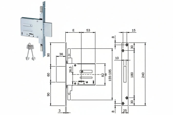 Serrature Da Infilare Doppia Mappa Triplice 663301 Mm.60 (663301604) Iseo