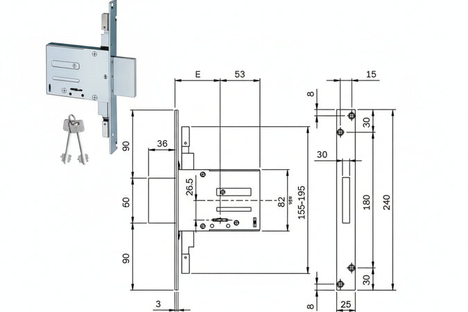 Serrature Da Infilare Doppia Mappa Triplice 663301 Mm.70 (663301704) Iseo