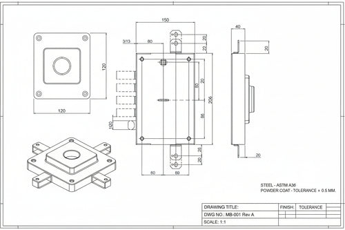 Serratura Tripl. Applicare C/Catenaccio+Scr. D.Mappa Blindate 60801 Mm.63 (60803280005) Iseo