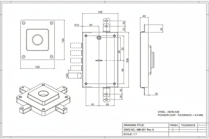 Serratura Tripl. Applicare C/Catenaccio+Scr. D.Mappa Blindate 60801 Mm.63 (60803280005) Iseo
