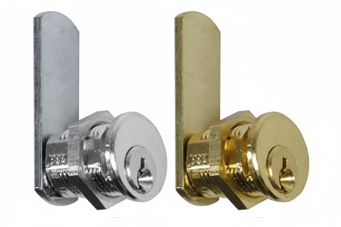 Cilindri A Leva Per Armadietti- - Mm.16 - Ø Mm.20 - Cilindro In Ottone Nichelato - 5 Pezzi Meroni